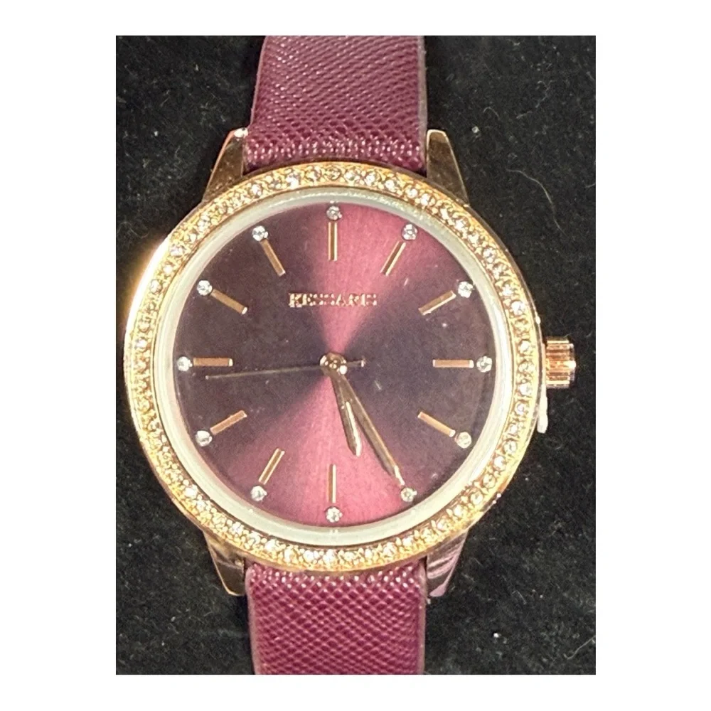 Kessaris Burgundy Rhinestone Watch | New Battery‎ | NWT